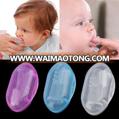 wholesale Soft Silicone Rubber Baby Toothbrush Baby Finger Toothbrush with case set