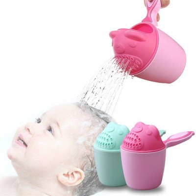 Cute Cartoon Baby Bath Caps Toddle Shampoo Cup Children Bathing Bailer Baby Shower Spoons Child Washing Hair Cup Kids Bath Tool