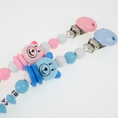 Baby Pacifier Clip Chain Infant Boys Girls Cute Cartoon Bear Letters Toys Teether Pacifier Chain Holder Baby Nipple Feeding