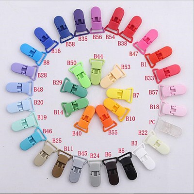 35 colors 20mm KAM brand plastic clips transparent pacifier clip soother holder for baby pacifier