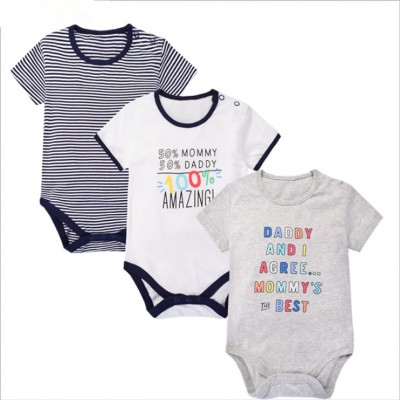 3pcs/lot 100% cotton short sleeve newborn baby clothes custom baby rompers baby clothing rompers