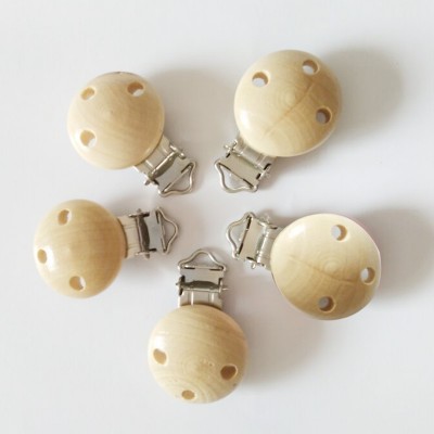 Wooden baby pacifier clip holder soother pacifier solid color infant dummy clips for baby clasps holders accessories