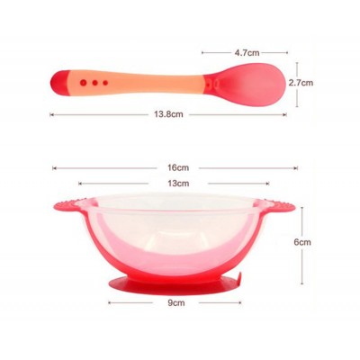 children's tableware baby learning dishes with suction cup assist food bowl temperature sensing spoon baby feeding bowl