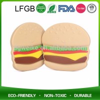 Food Grade Funny Baby Hamburger Teether Silicone Pendant Teether