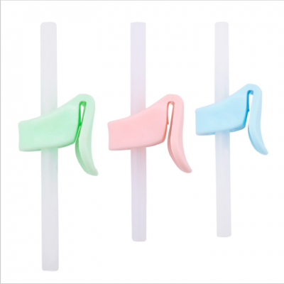 Silicone Reusable Baby Children Spoon Drinking Water Straw Sucker With Buckle Baby Infant Feeding Straw Dishes Supplies